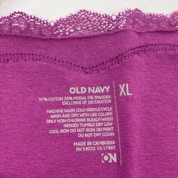 Old Navy Women's Purple Lace Trim Tank Top Size XL Cotton Blend - Picture 3 of 7